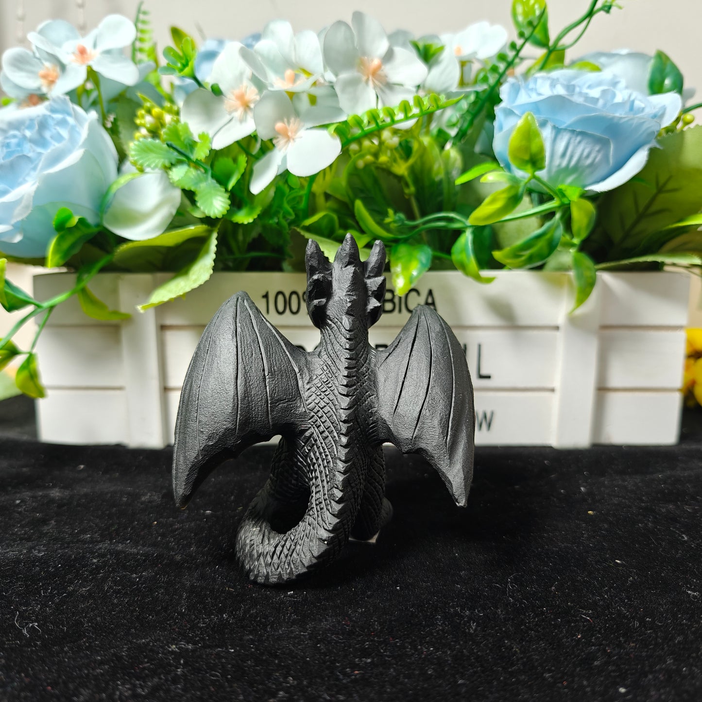 Hand Carved Black Obsidian Fly Dragon For Decoration And Gift