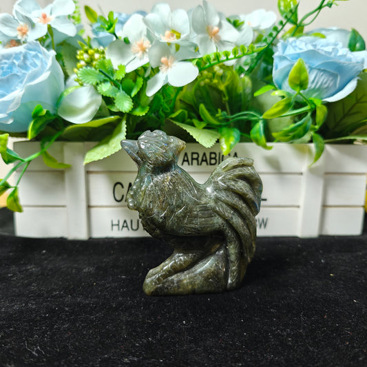 Hand Carved Labradorite Rooster For Decoration And Gift