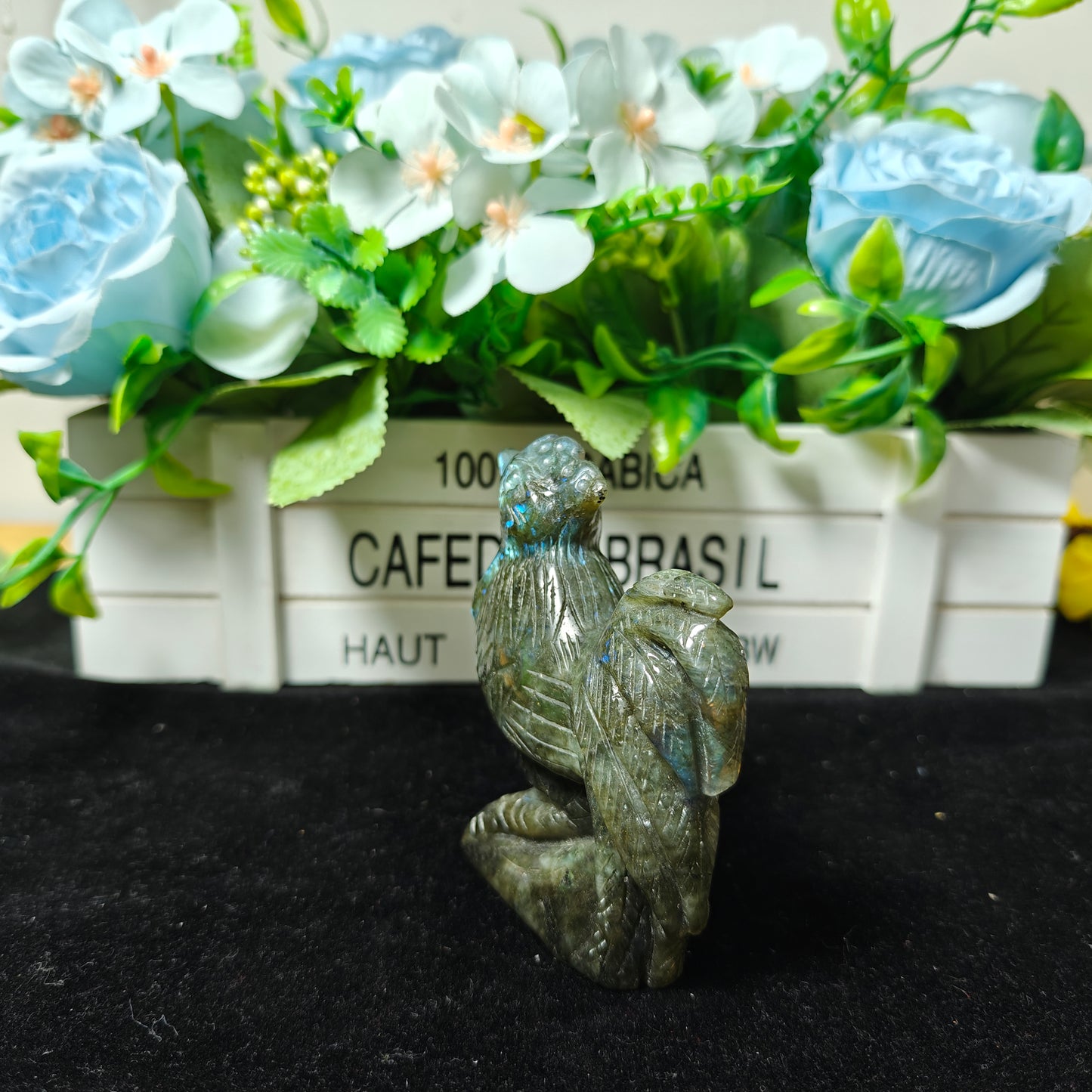 Hand Carved Labradorite Rooster For Decoration And Gift