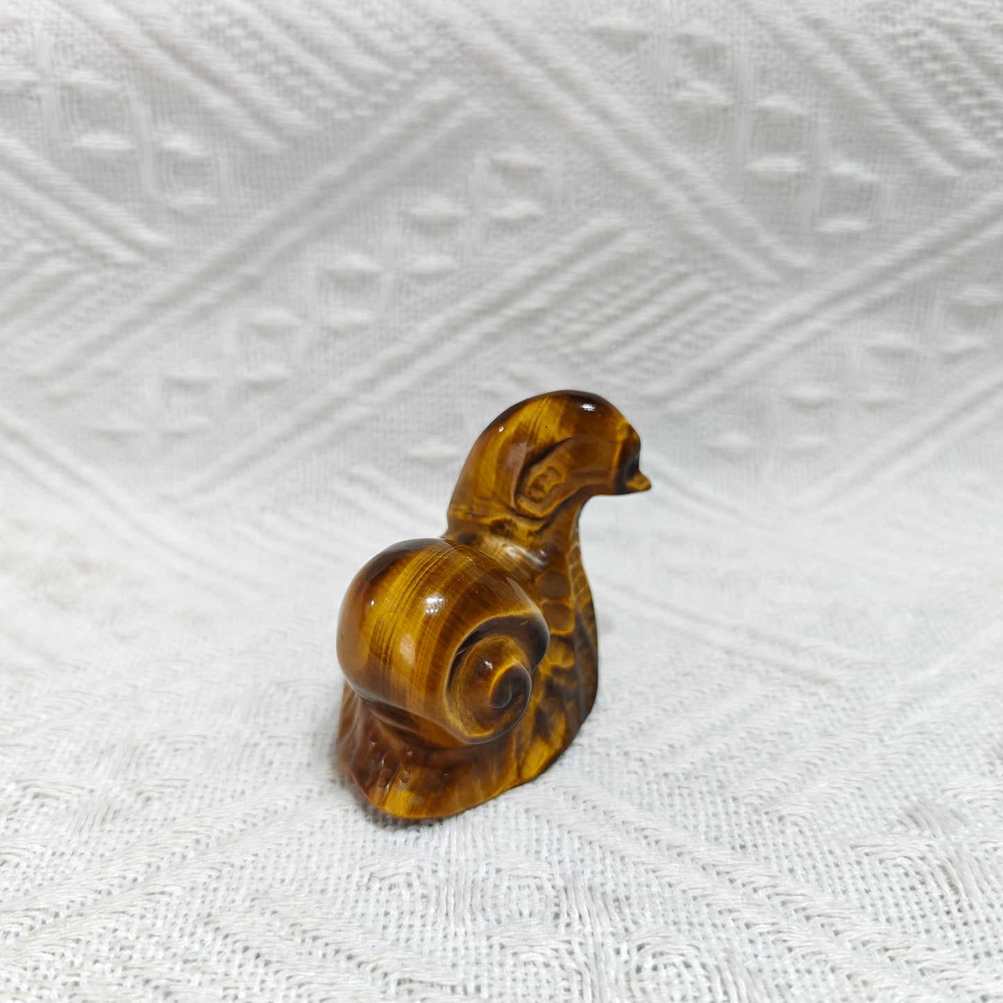 Hand Carved Tiger Eye Stone Snail For Decoration And Gift