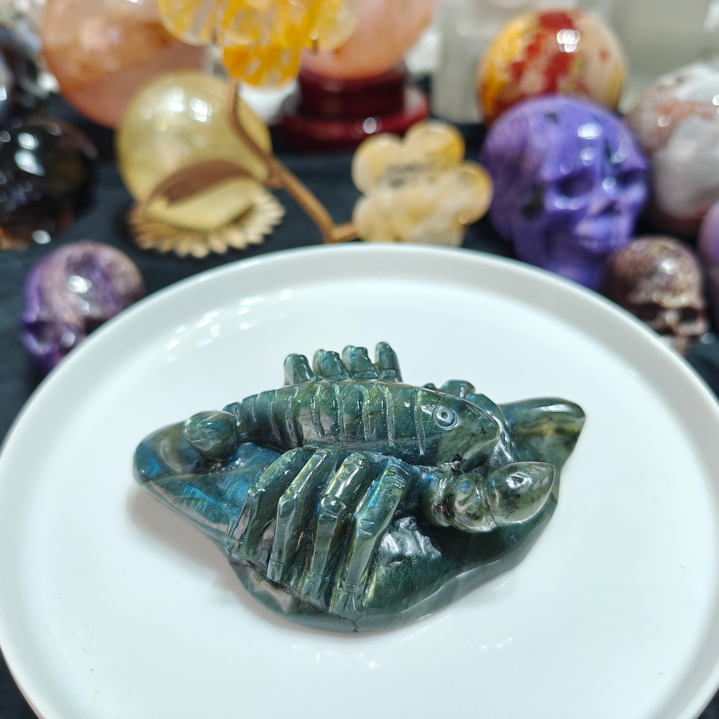 Hand Carved Labradorite Scorpion For Decoration And Gift