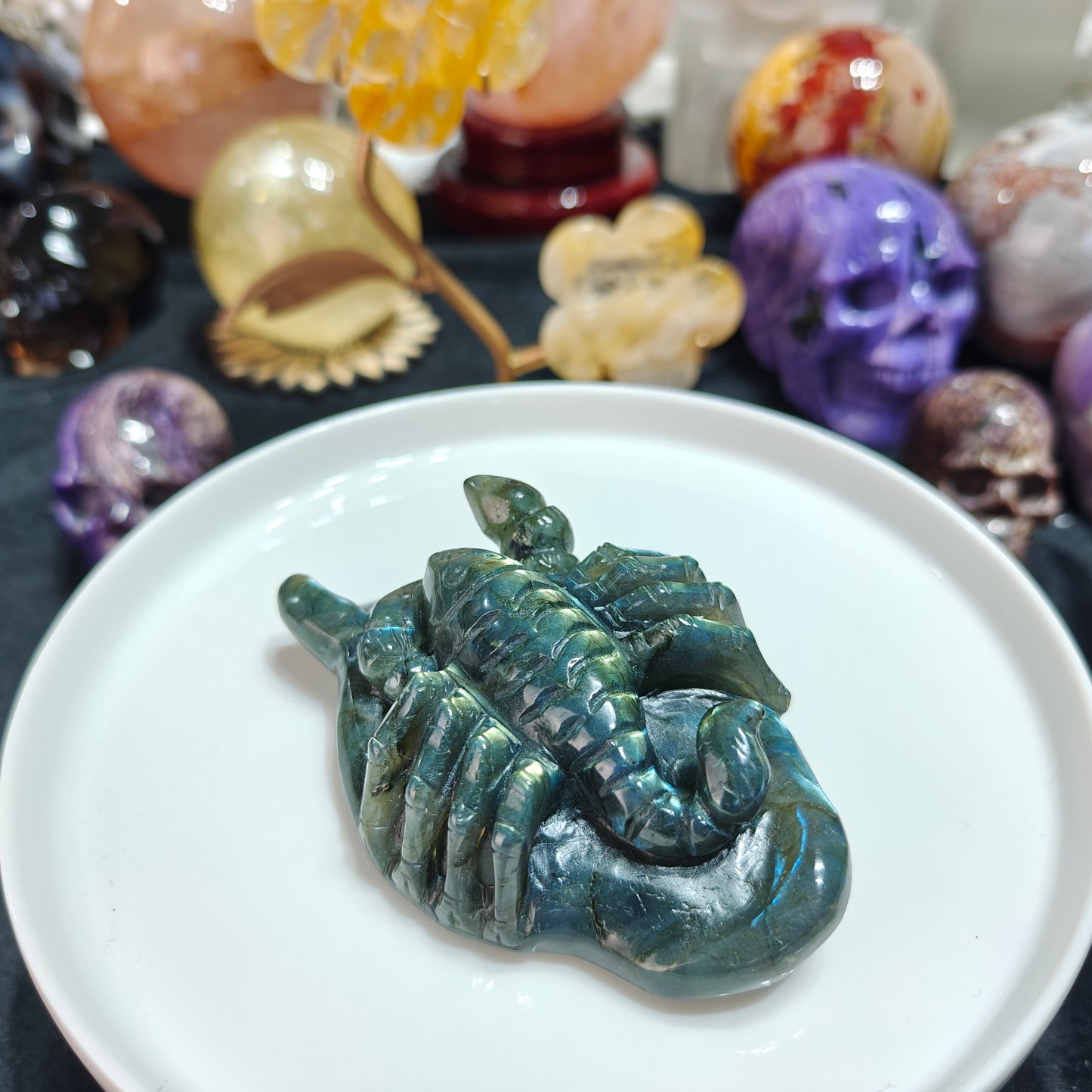 Hand Carved Labradorite Scorpion For Decoration And Gift