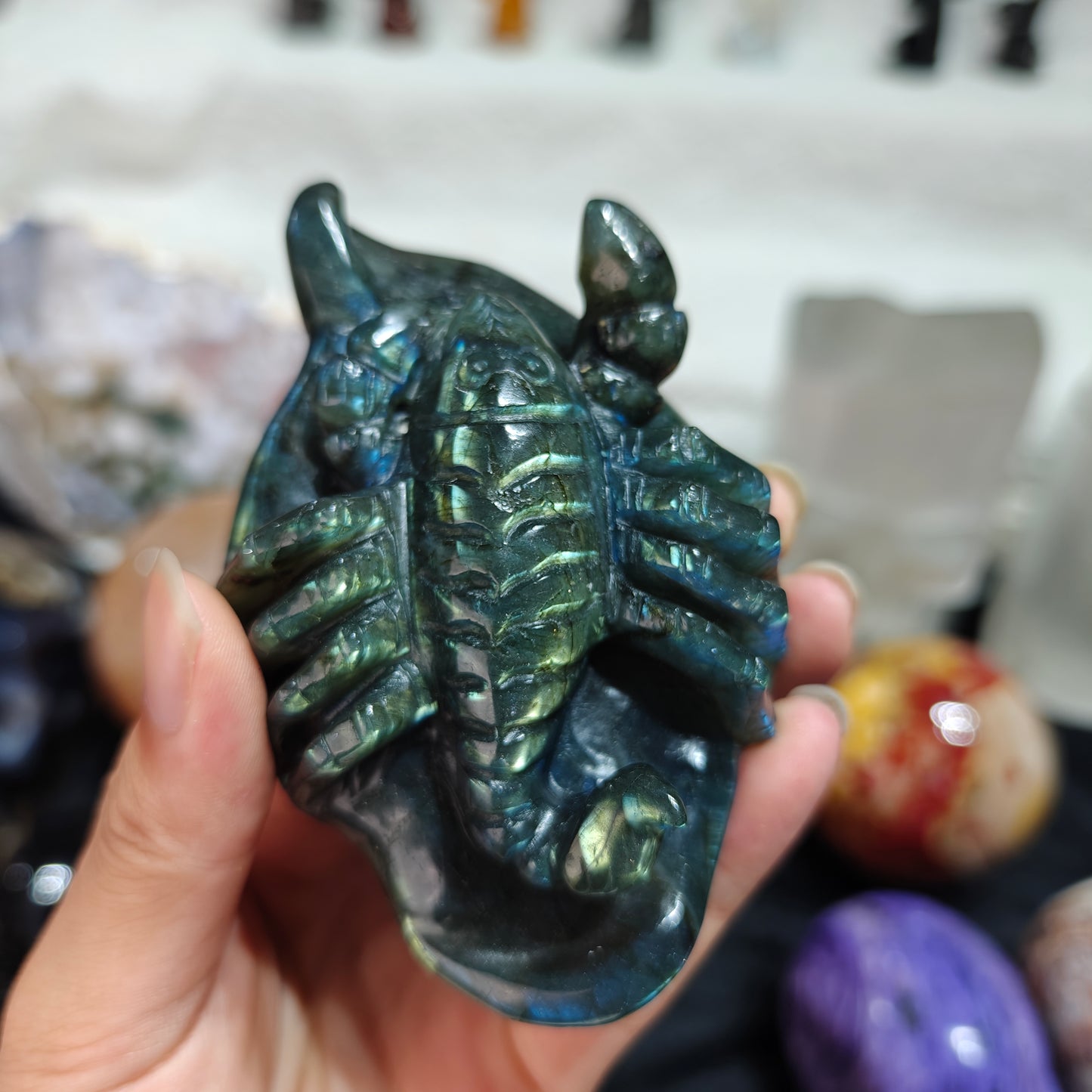 Hand Carved Labradorite Scorpion For Decoration And Gift