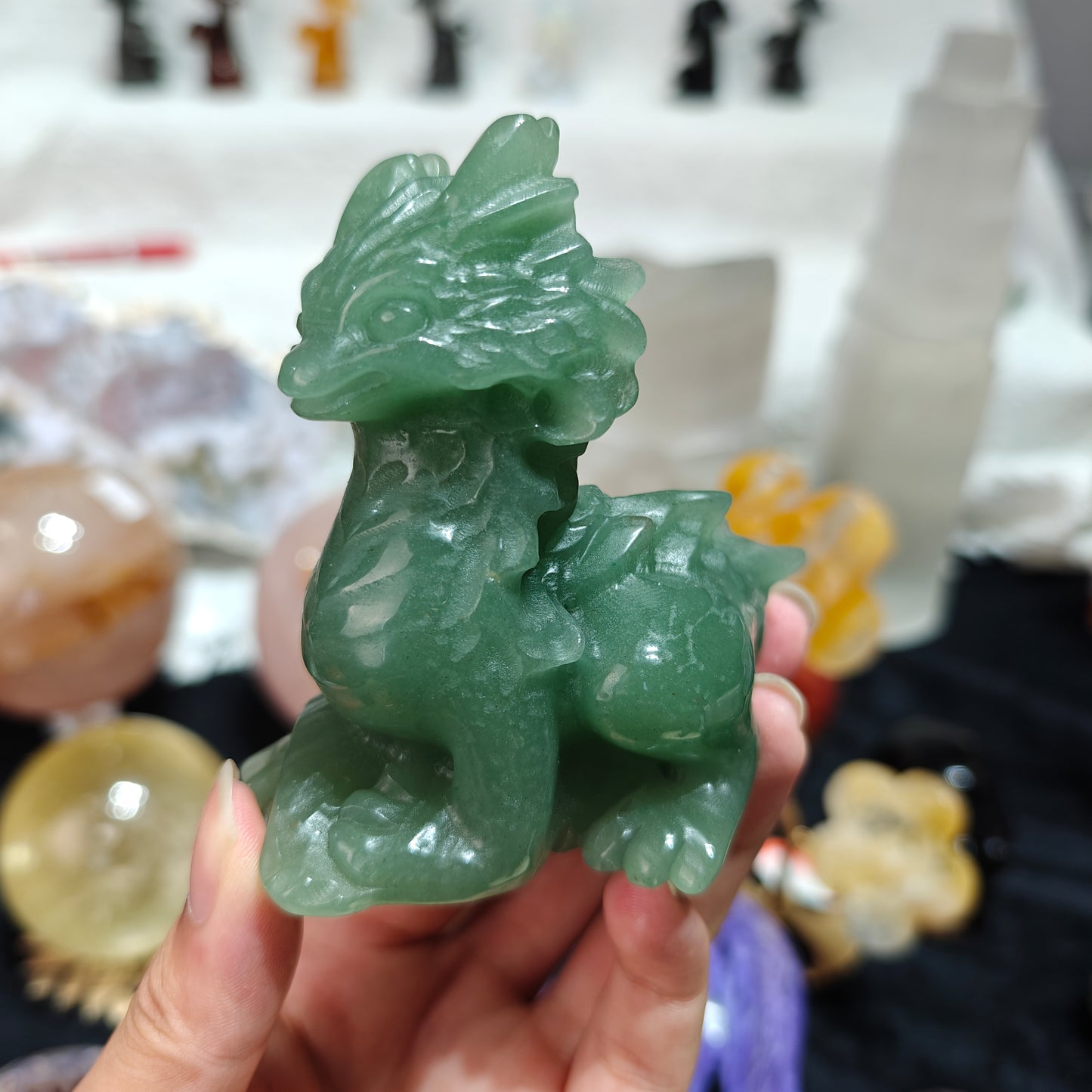 Hand Carved Green Aventurine Dragon For Decoration And Gift