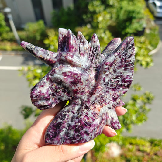 Hand Carved Lepidolite Unicorn Head For Decoration And Gift