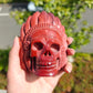 Hand Carved Mookaite Feather Skull For Decoration And Gift