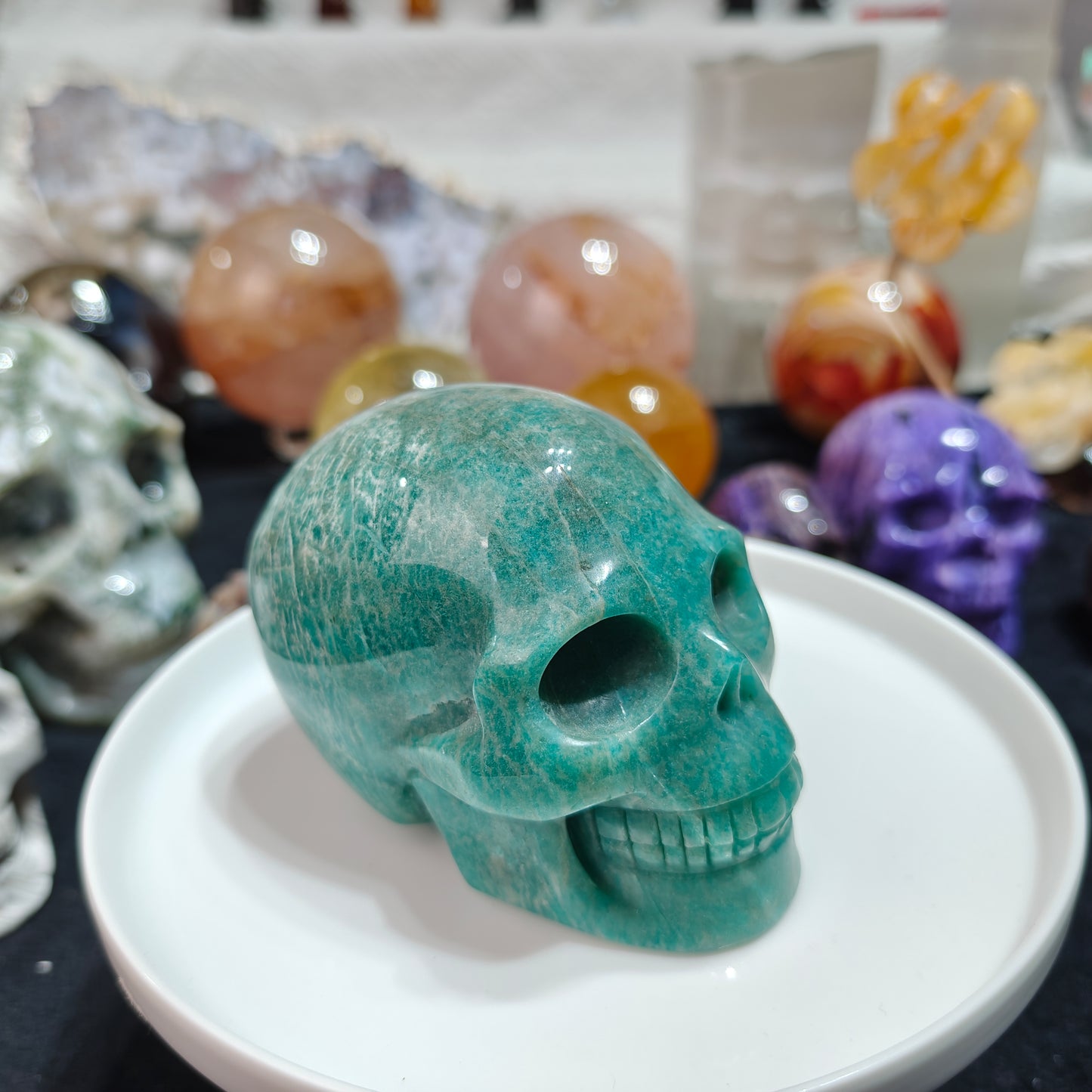 Hand Carved Amazonite Skull For Decoration And Gift