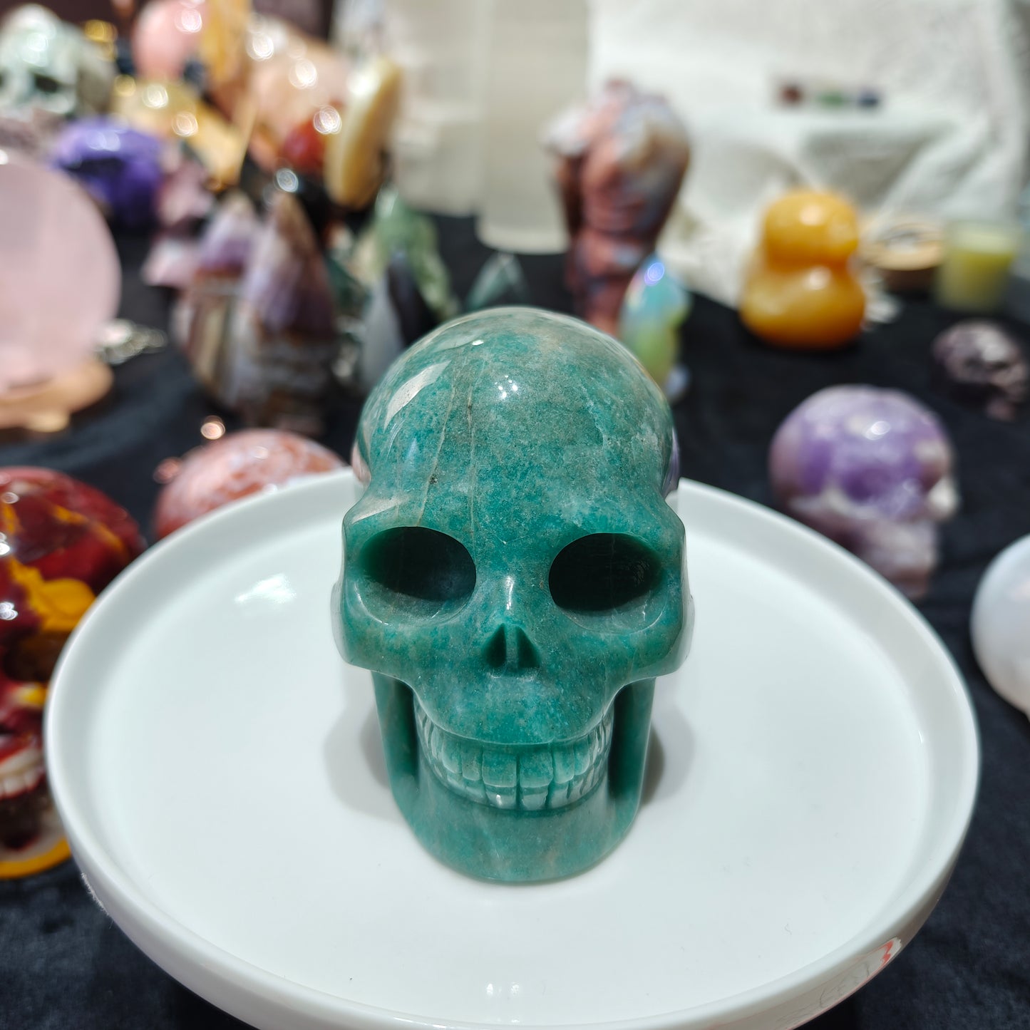 Hand Carved Amazonite Skull For Decoration And Gift