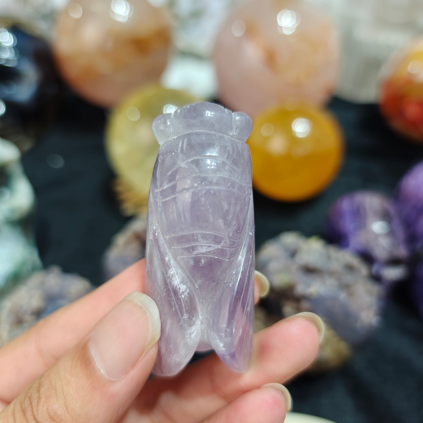 Hand Carved Amethyst Cicada For Decoration And Gift