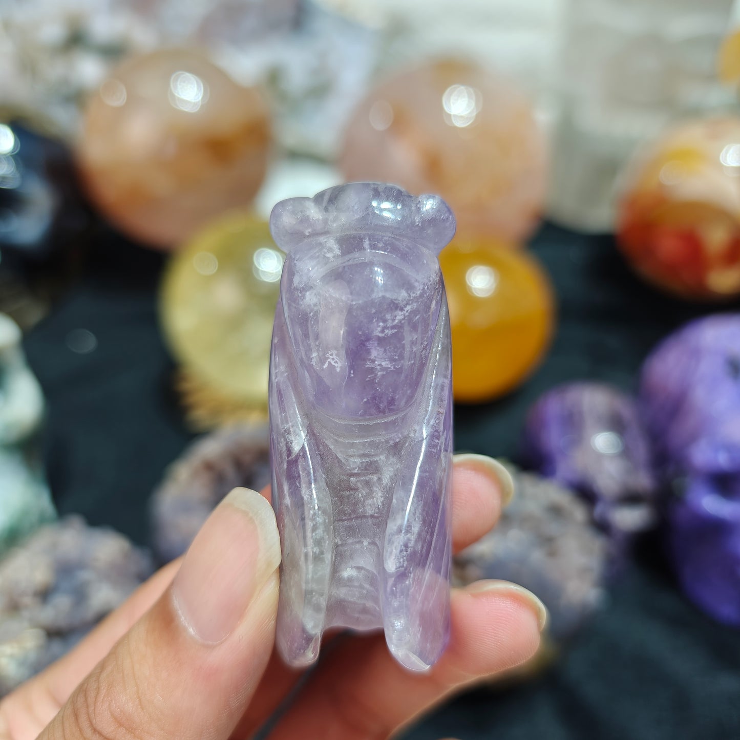 Hand Carved Amethyst Cicada For Decoration And Gift