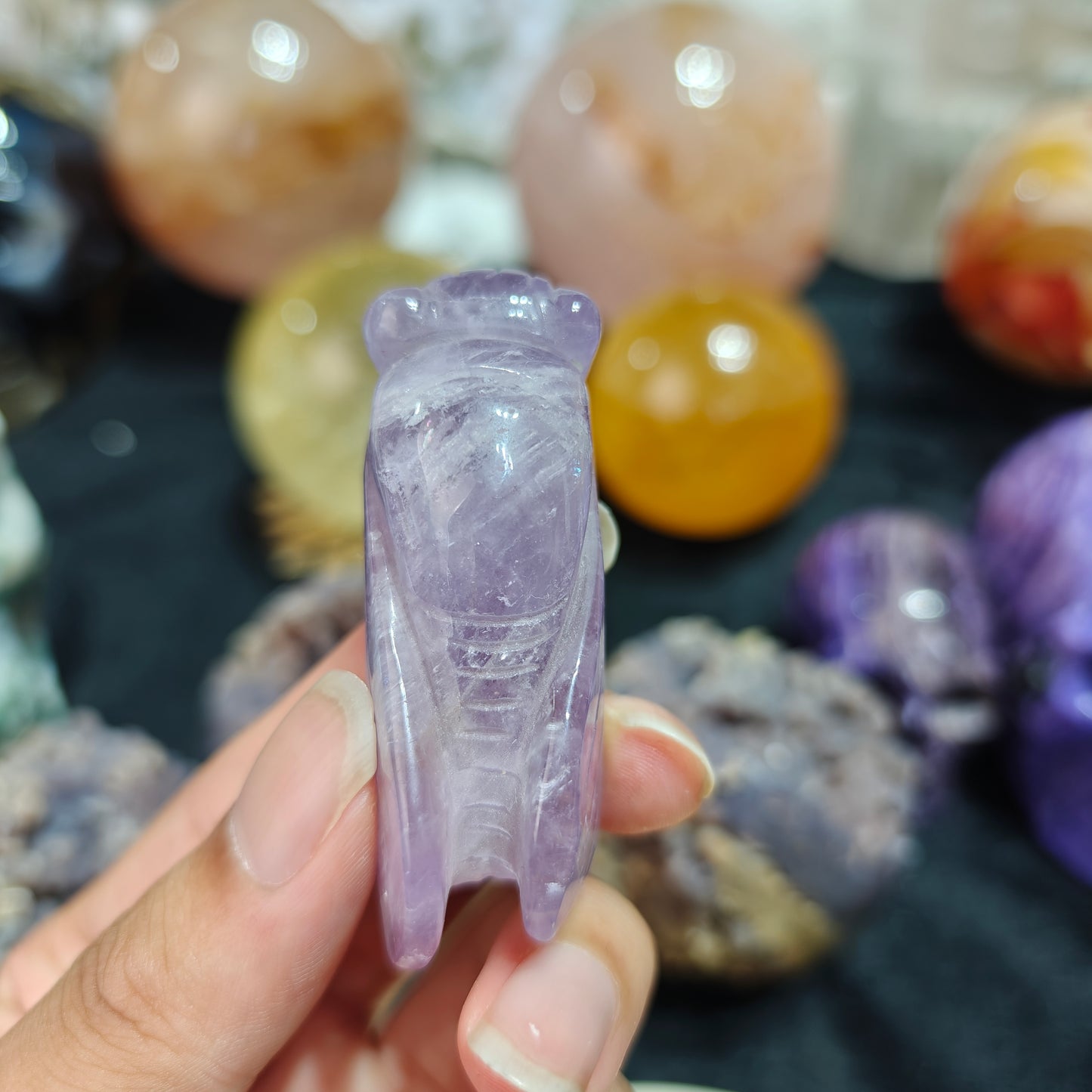 Hand Carved Amethyst Cicada For Decoration And Gift