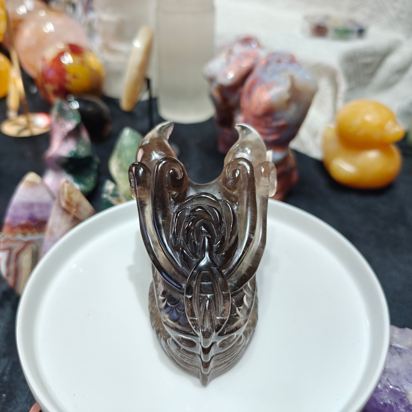 Hand Carved Smoky Quartz Dragon Head For Decoration And Gift