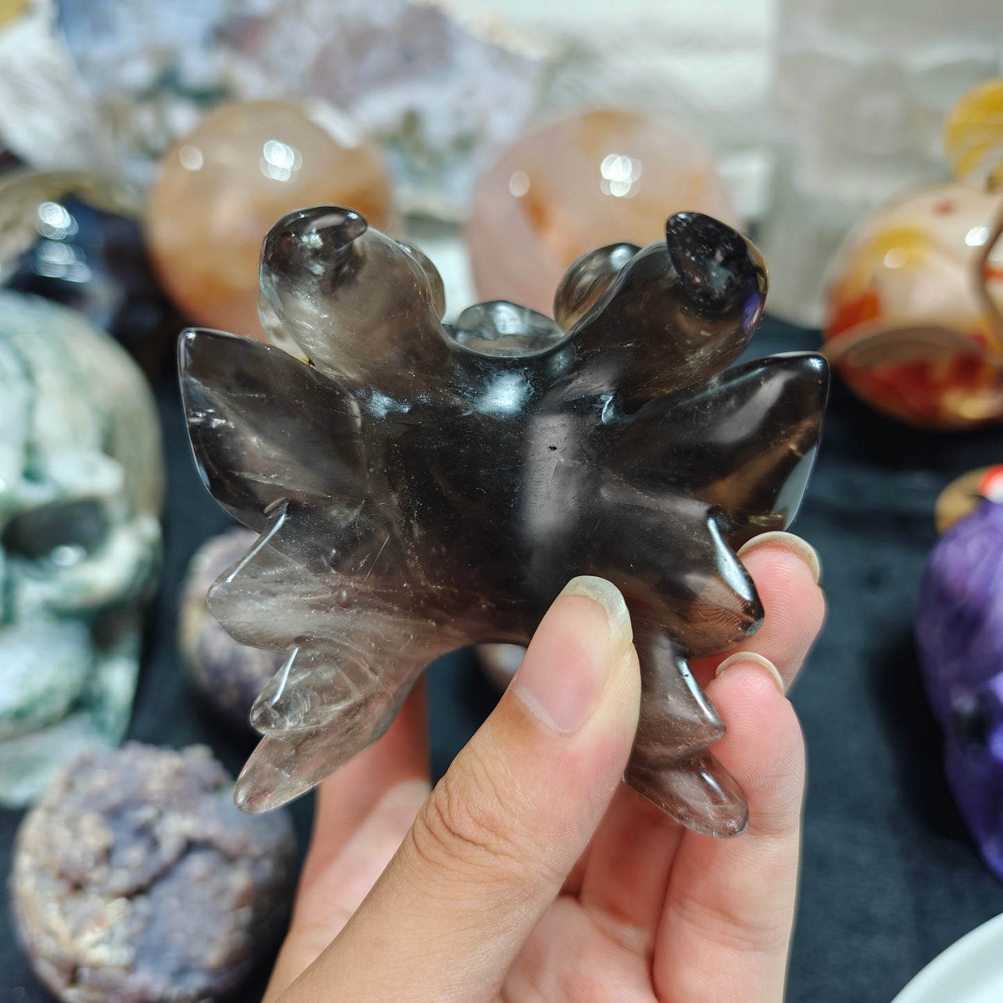 Hand Carved Smoky Quartz Dragon Head For Decoration And Gift