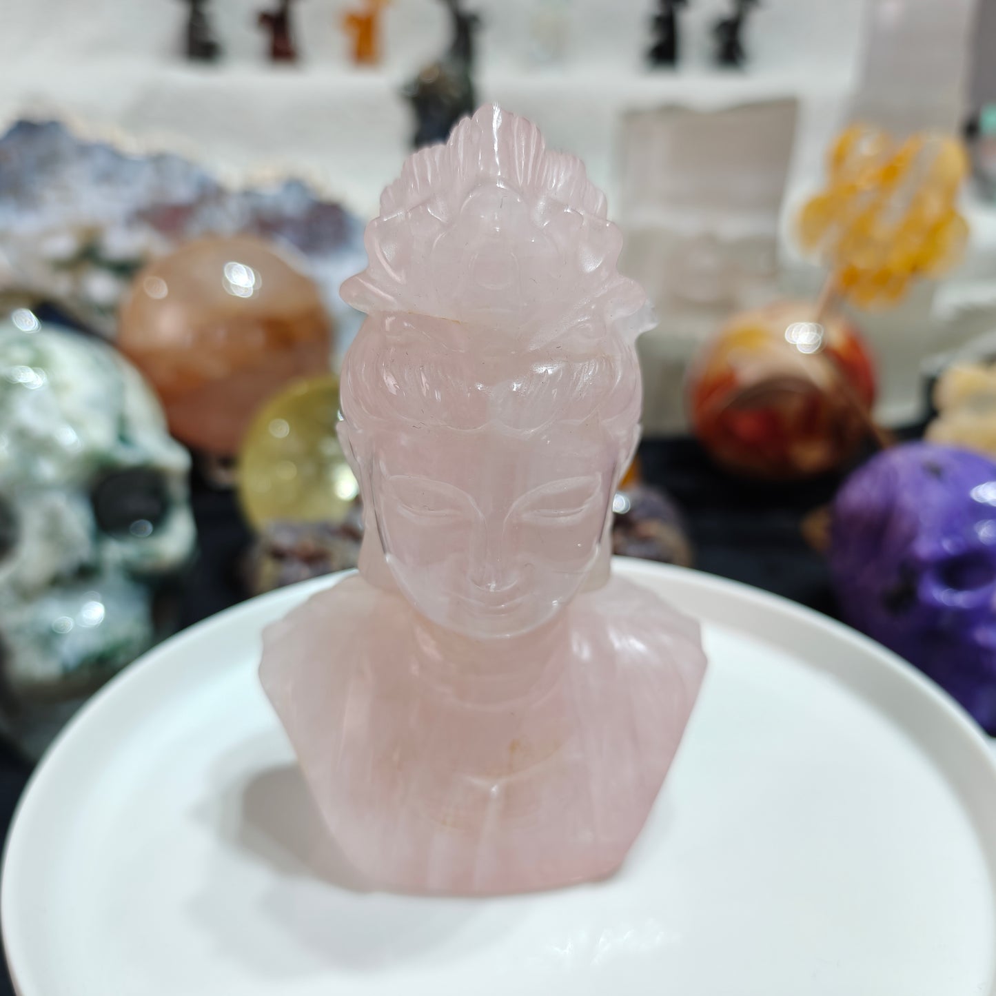 Hand Carved Rose Quartz Buddha Head For Decoration And Gift