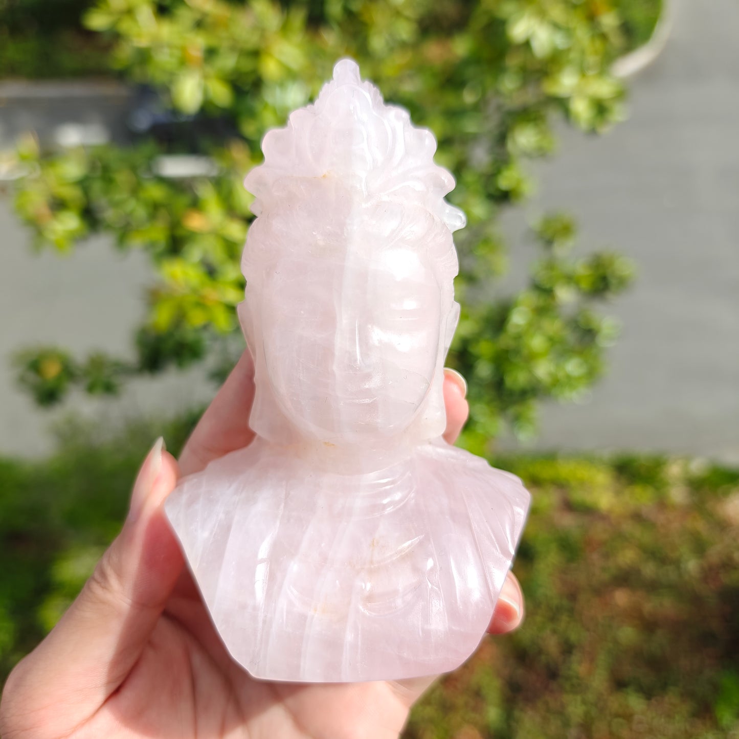 Hand Carved Rose Quartz Buddha Head For Decoration And Gift