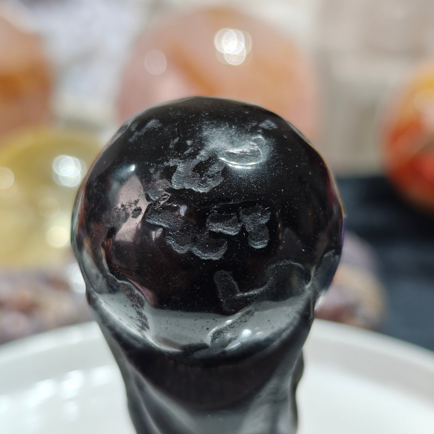 Hand Carved Black Obsidian World Cup For Decoration And Gift