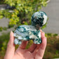 Hand Carved Moss Agate Turtle For Decoration And Gift