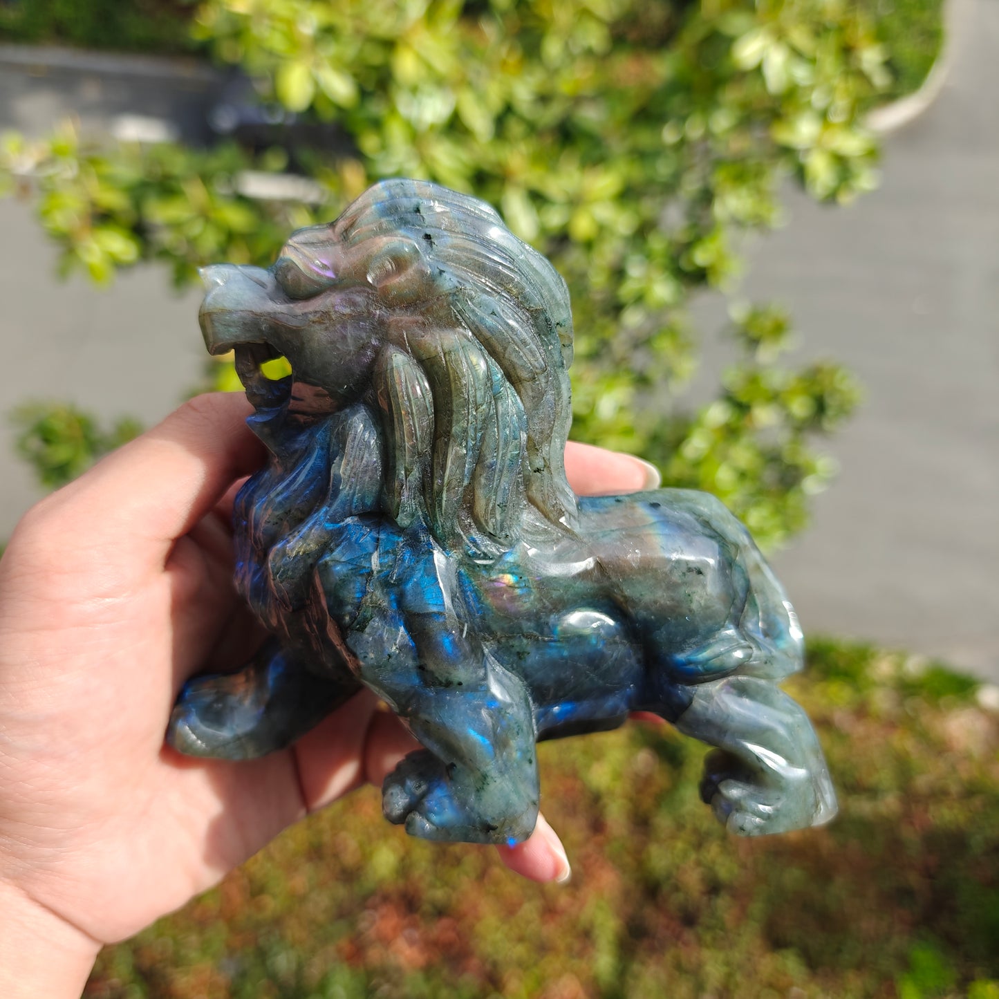 Hand Carved Labradorite Lion For Decoration And Gift