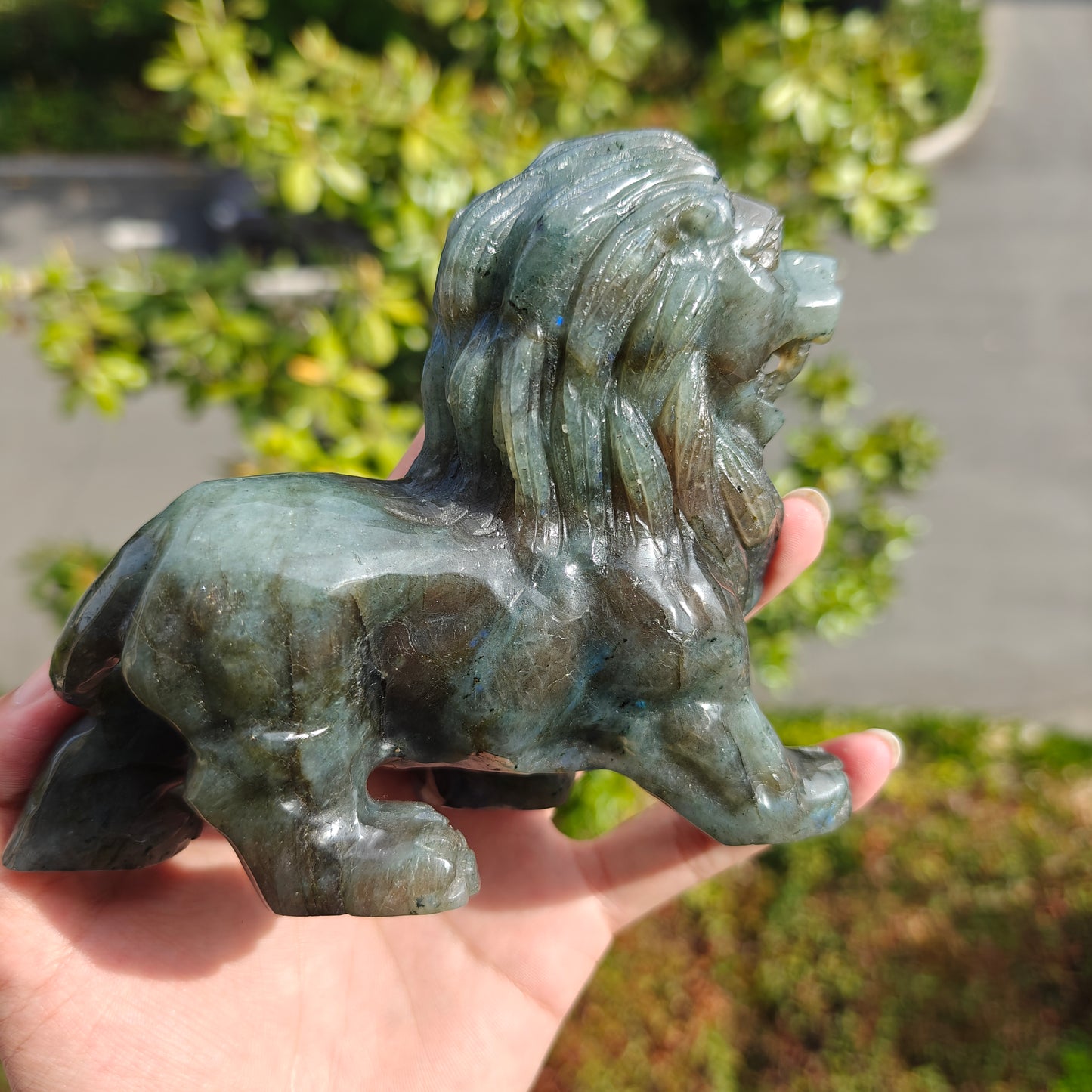 Hand Carved Labradorite Lion For Decoration And Gift