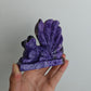 Hand Carved Charoite Nine-Tailed Fox For Decoration And Gift