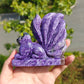 Hand Carved Charoite Nine-Tailed Fox For Decoration And Gift