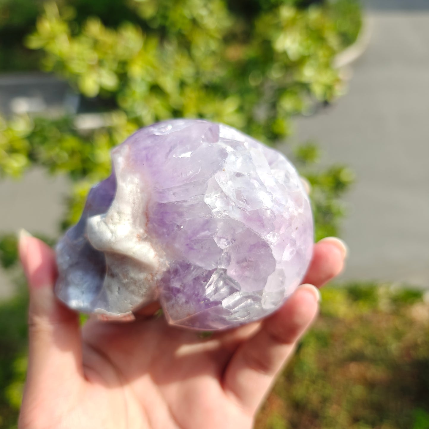 Hand Carved Amethyst Cluster Skull For Decoration And Gift