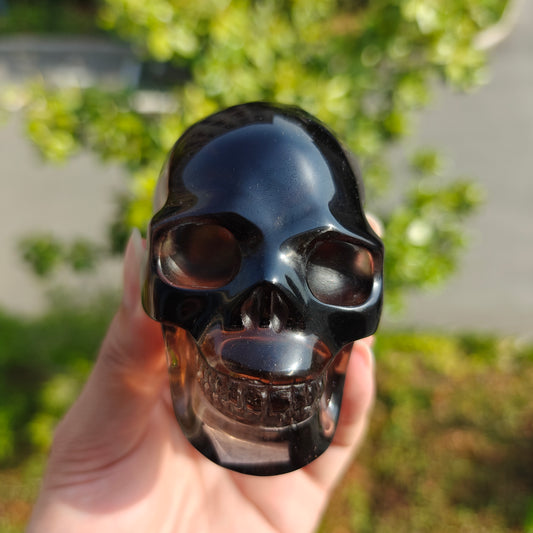 Hand Carved Smoky Quartz Skull For Decoration And Gift