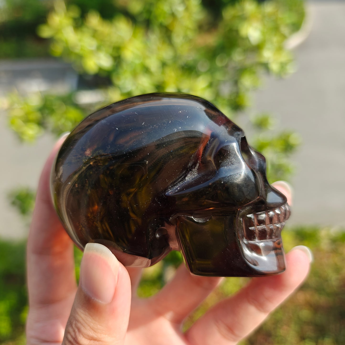 Hand Carved Smoky Quartz Skull For Decoration And Gift