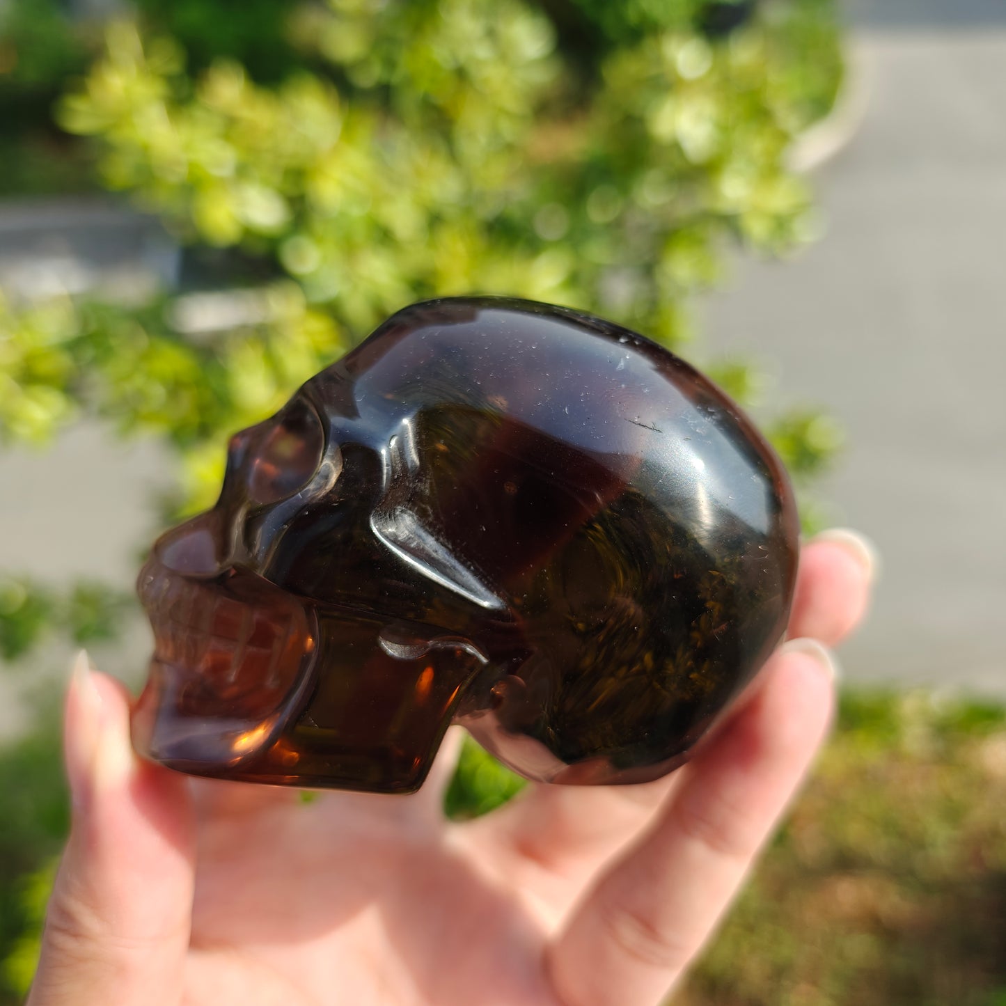 Hand Carved Smoky Quartz Skull For Decoration And Gift