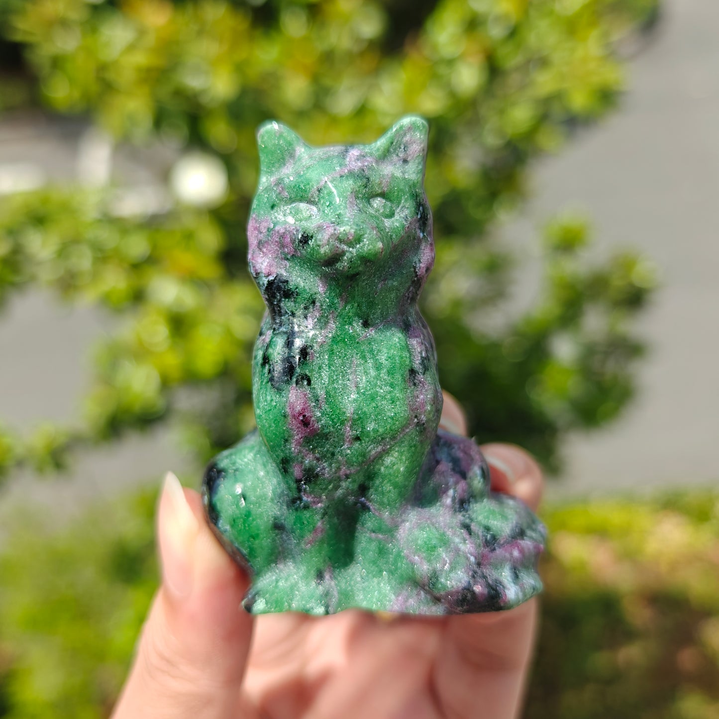 Hand Carved Ruby In Zoisite Fox For Decoration And Gift