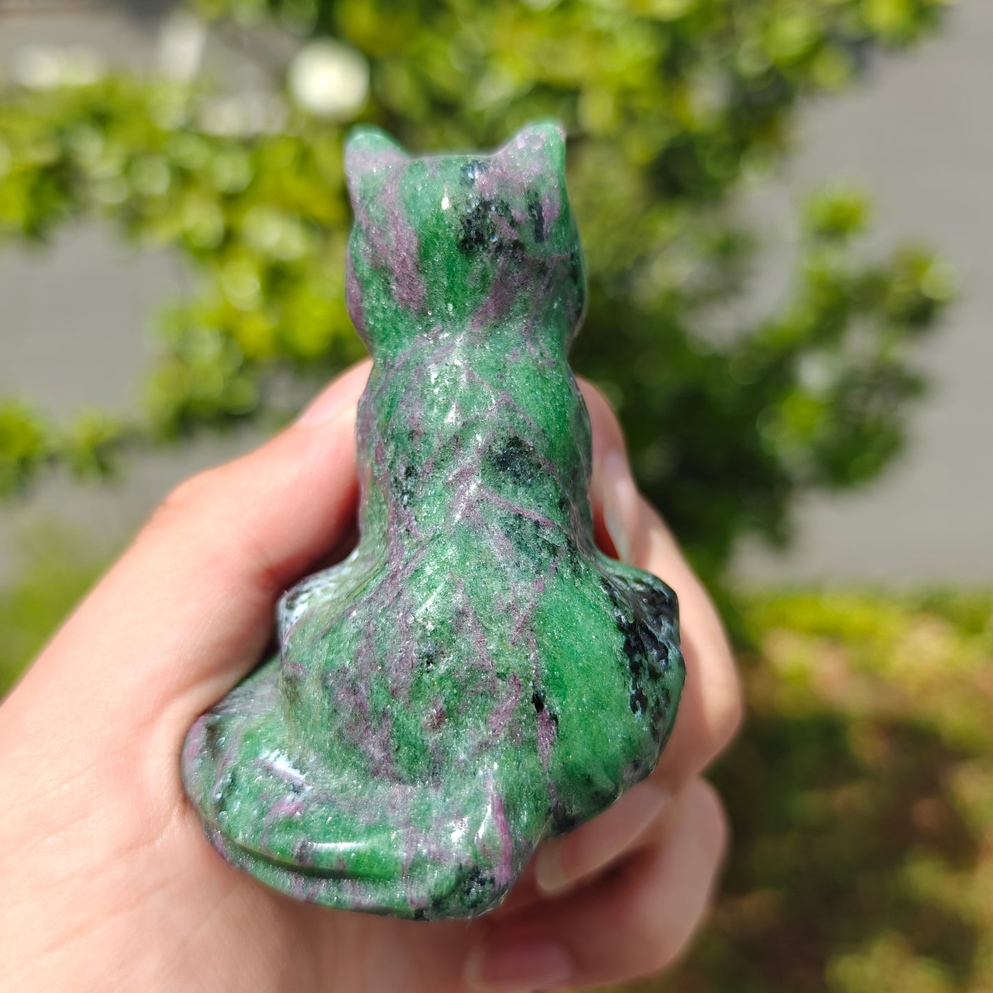 Hand Carved Ruby In Zoisite Fox For Decoration And Gift