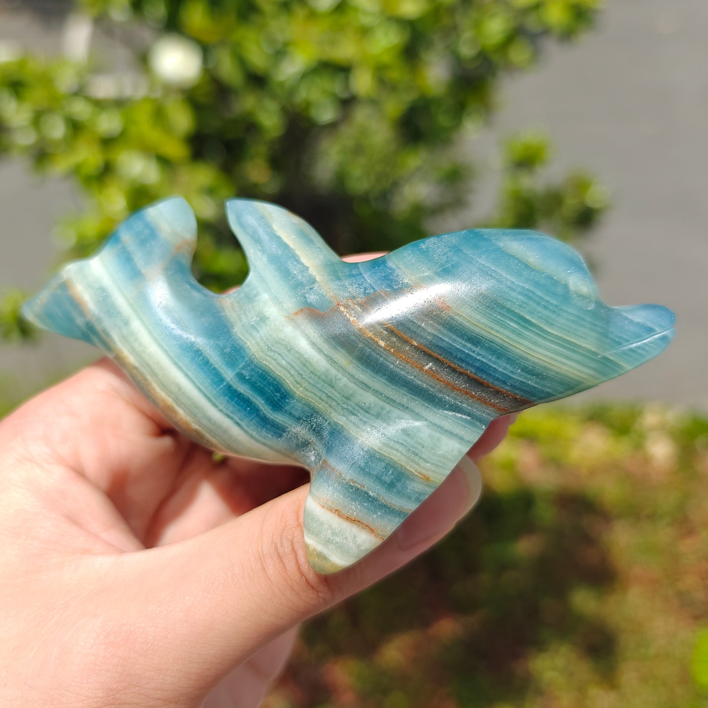 Hand Carved Blue Onyx Dophine For Decoration And Gift