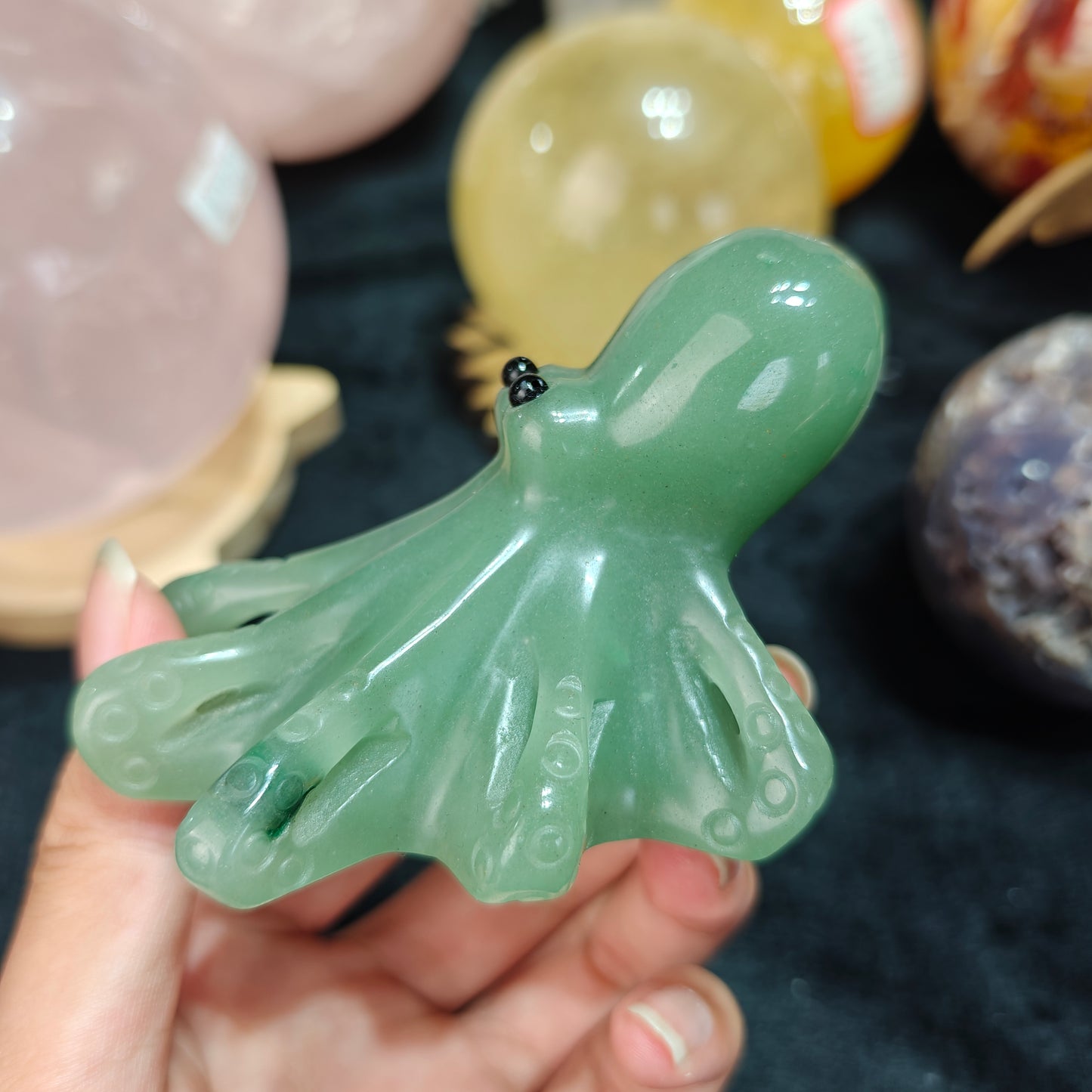 Hand Carved Green Aventurine Octopus For Decoration And Gift