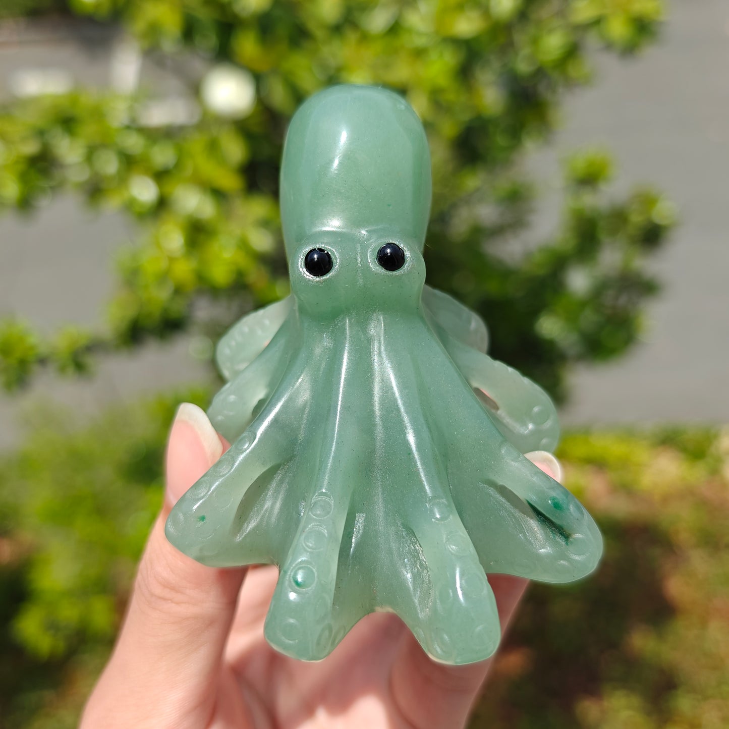 Hand Carved Green Aventurine Octopus For Decoration And Gift