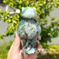 Hand Carved Moss Agate Frog Man For Decoration And Gift