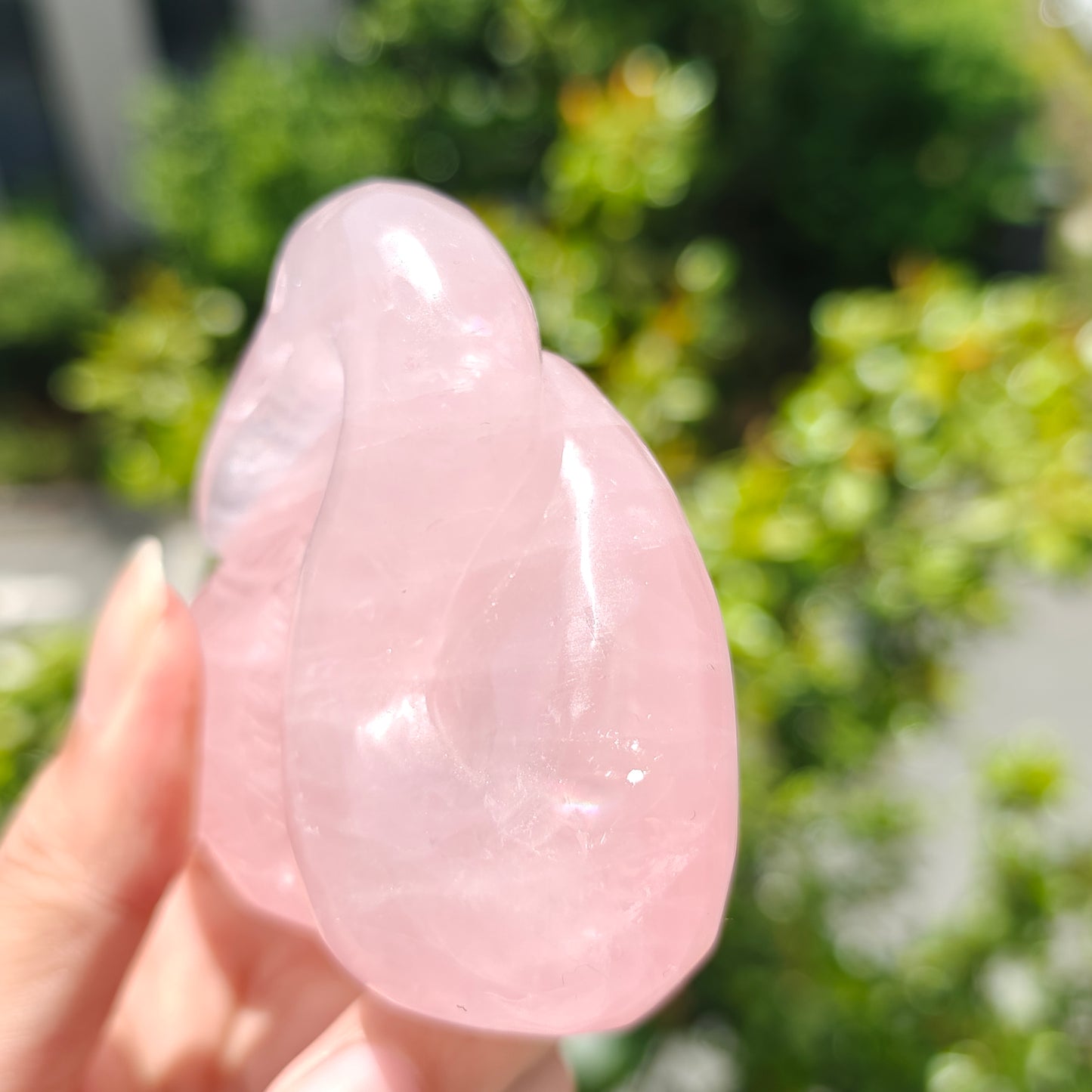 Hand Carved Rose Quartz Crane For Decoration And Gift