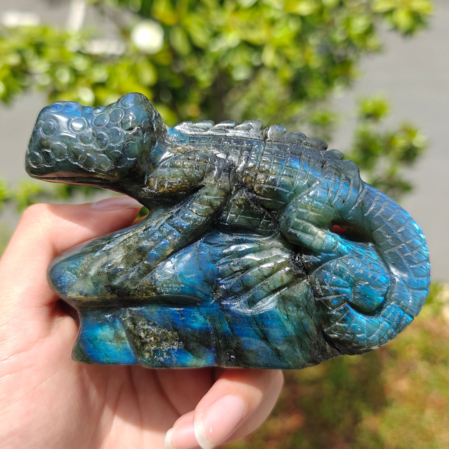 Hand Carved Labradorite Lizard For Decoration And Gift