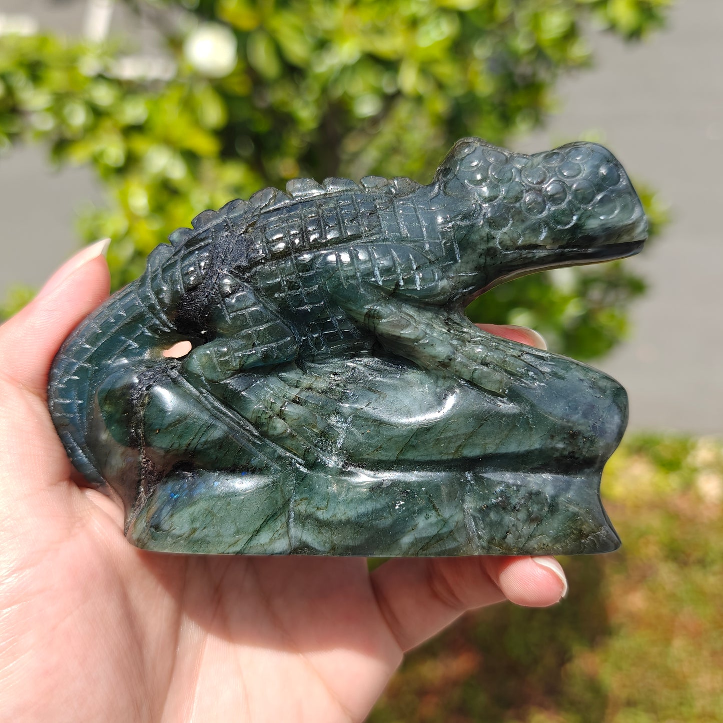 Hand Carved Labradorite Lizard For Decoration And Gift