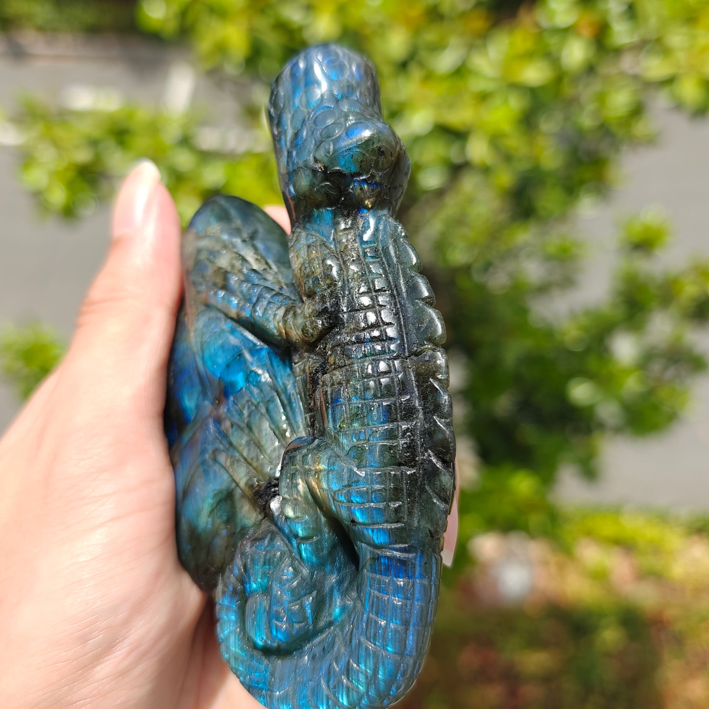 Hand Carved Labradorite Lizard For Decoration And Gift