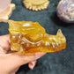 Hand Carved Citrine Dragon Head For Decoration And Gift