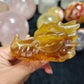 Hand Carved Citrine Dragon Head For Decoration And Gift