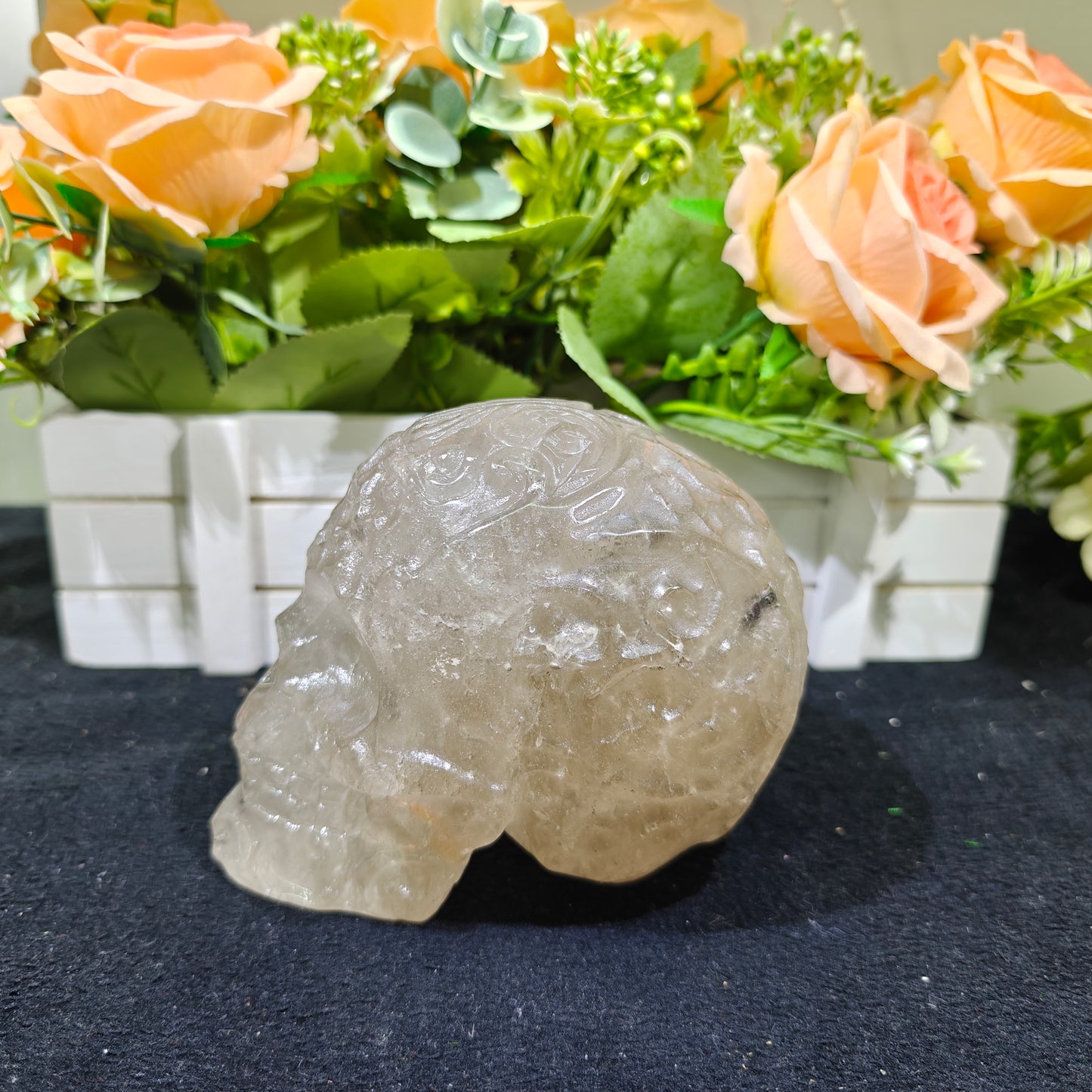 Hand Carved Smoky Quartz Skull For Decoration And Gift