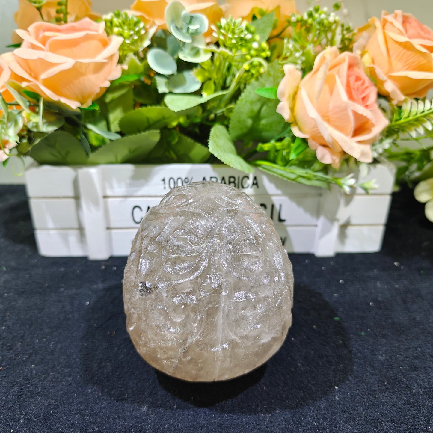 Hand Carved Smoky Quartz Skull For Decoration And Gift