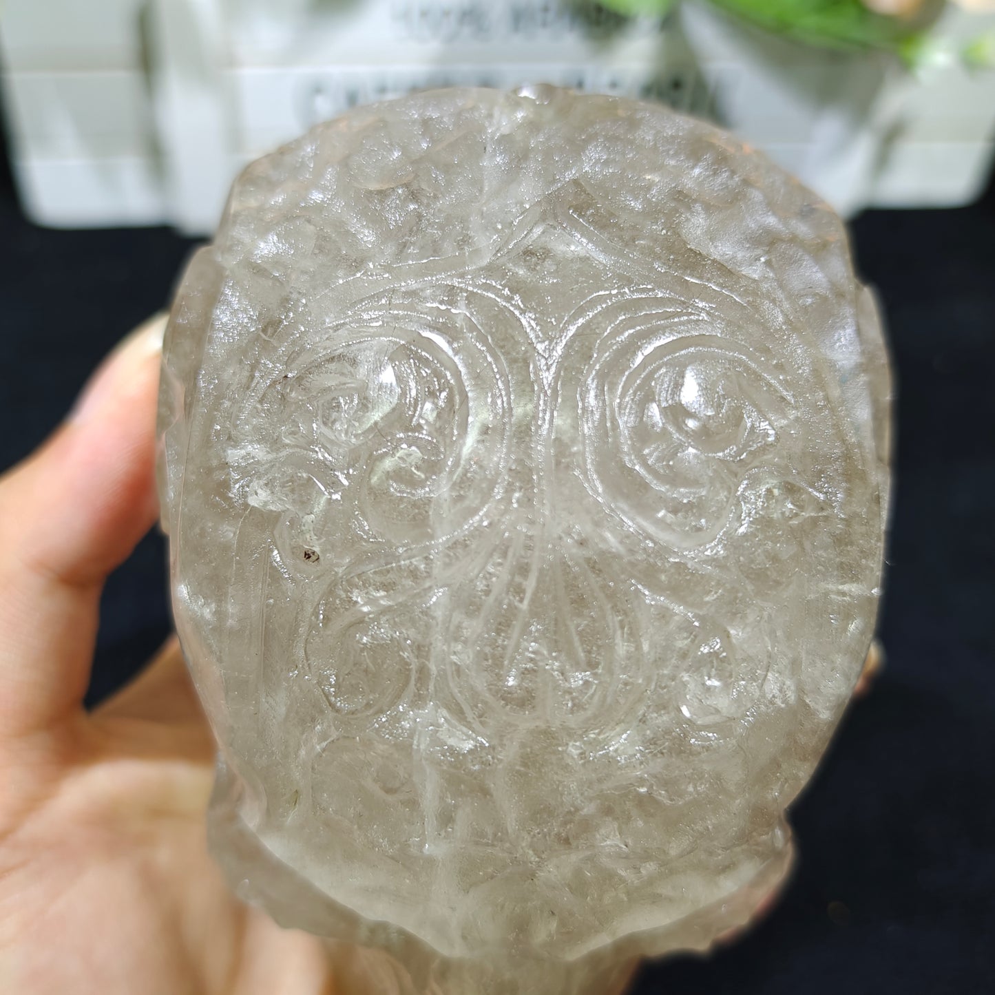 Hand Carved Smoky Quartz Skull For Decoration And Gift