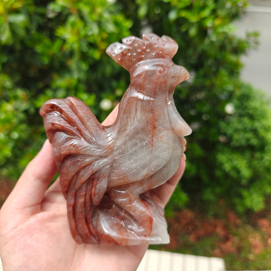 Hand Carved Red Fire Rooster For Decoration And Gift