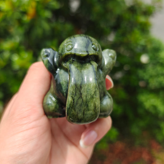 Hand Carved Xiuyan Jade Lickitung For Decoration And Gift