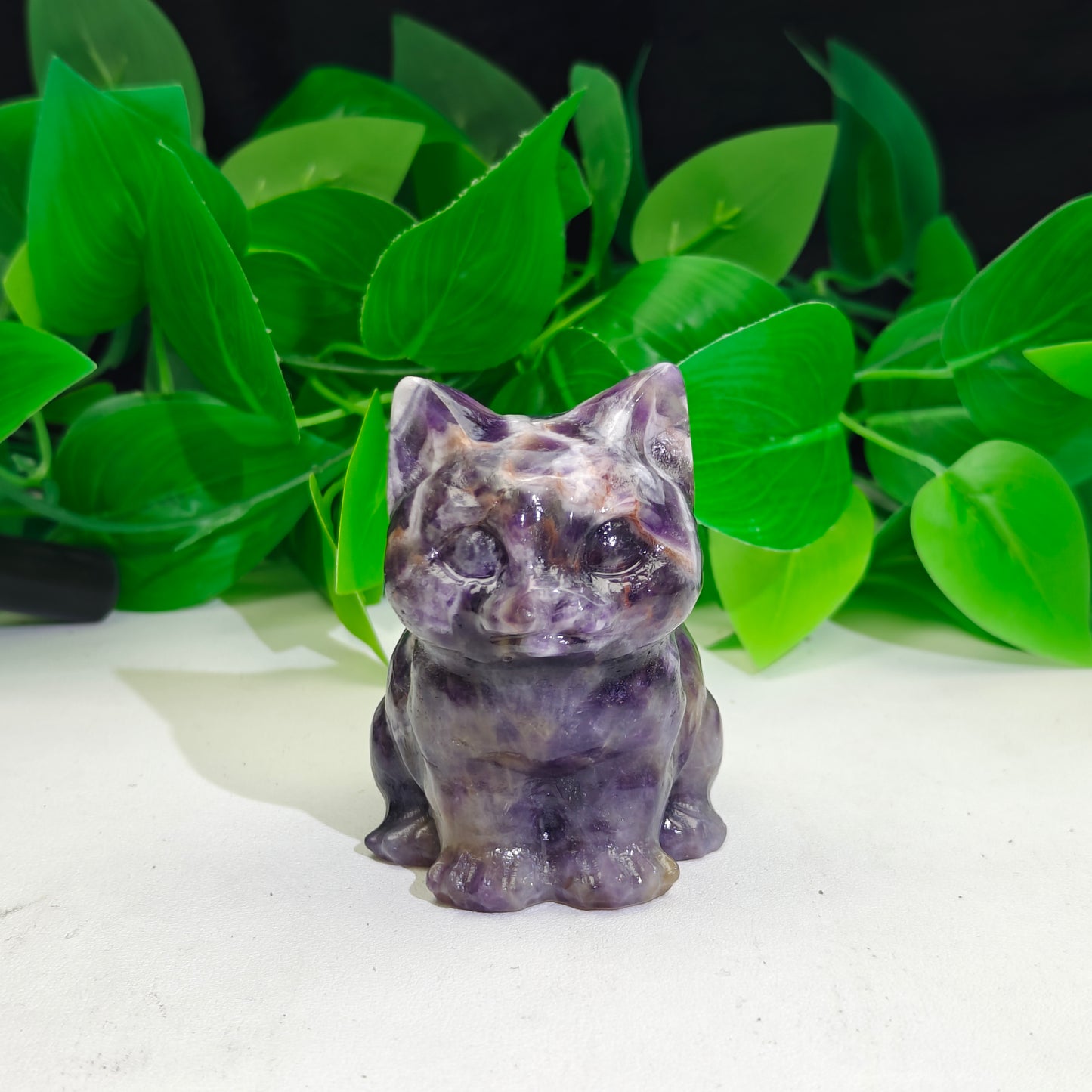 Hand Carved Dream Amethyst Cat For Decoration And Gift