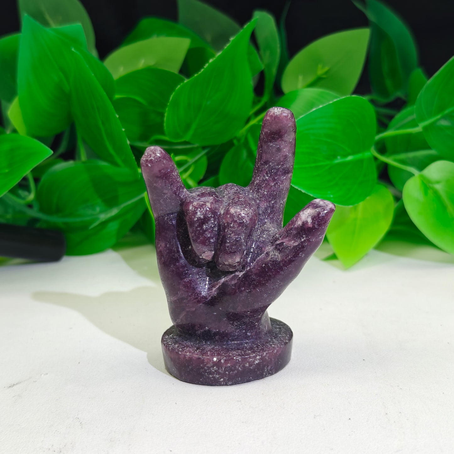 Hand Carved Lepidolite Hand For Decoration And Gift