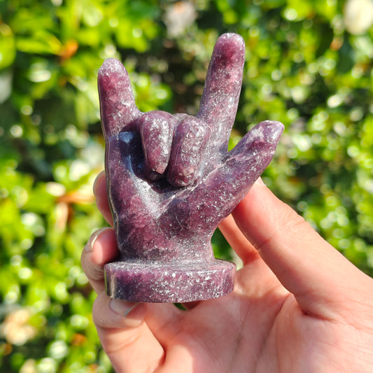 Hand Carved Lepidolite Hand For Decoration And Gift