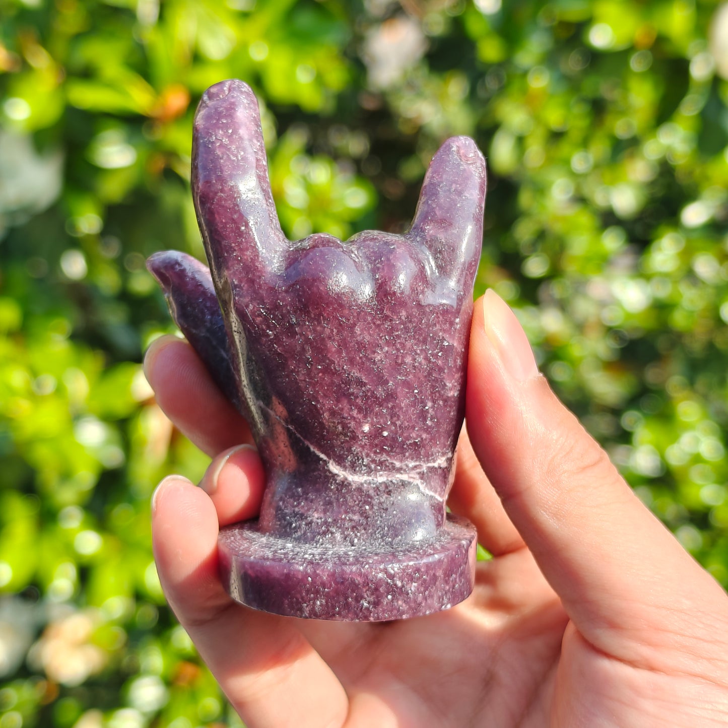 Hand Carved Lepidolite Hand For Decoration And Gift